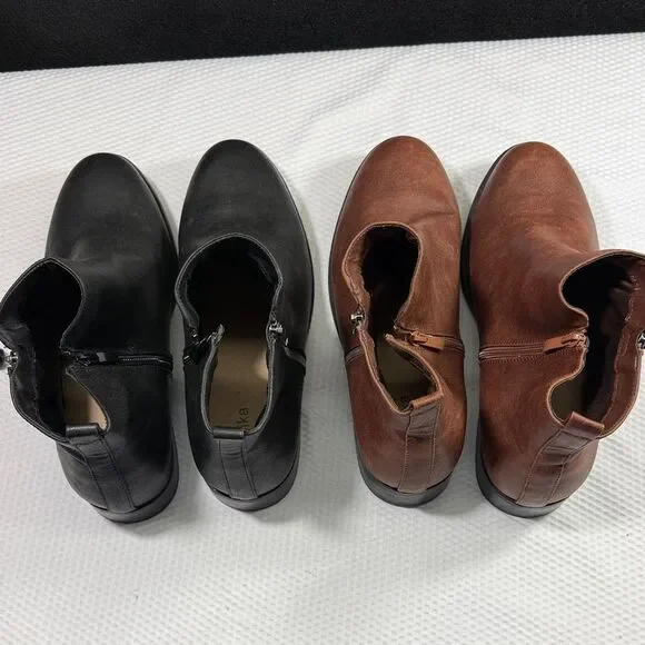 Women's Luoika Black and Brown Ankle Boots Bundle of 2 Pairs Sold Size 12 - Picture 4 of 10